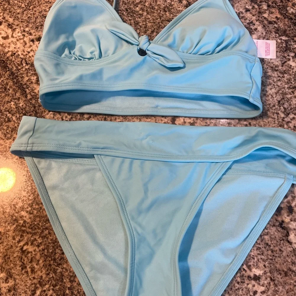 #342 No Boundaries Light Blue and Burgundy Bikini Set. Two for the price of one - Picture 2 of 9